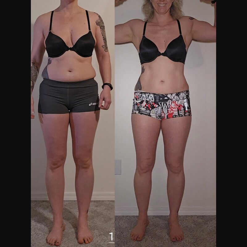 Stark Fitness before and after - front bicep posing